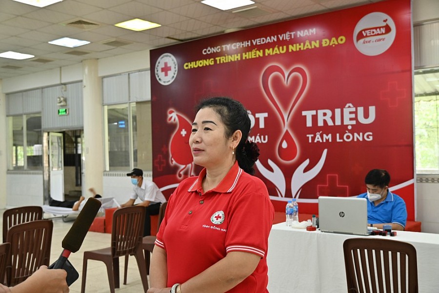 “Tôi rất cảm kích trước những trái tim nhân ái của tình nguyện viên Vedan Việt Nam” - bà Đỗ Thị Phước Thiện (chủ tịch Hội CTĐ tỉnh Đồng nai)