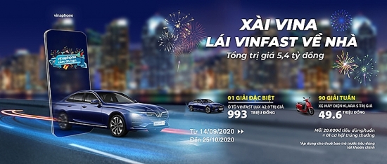 Xài VinaPhone, trúng xe VinFast Lux A2.0 và Klara S