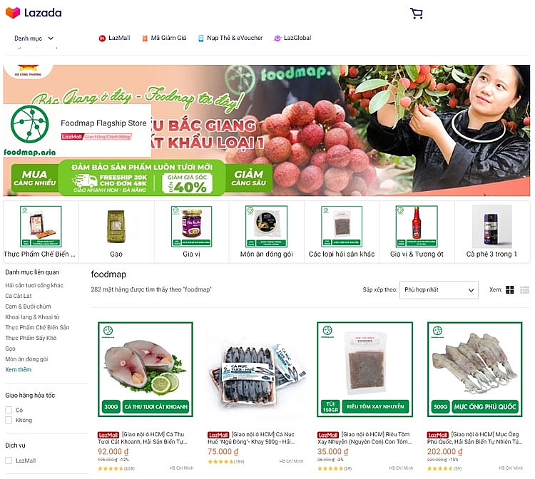 Gian hàng Foodmap trên các sàn thương mại điện tử Shopee, Lazada