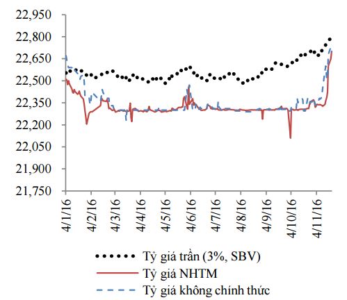 Diễn biến tỷ giá USD/VND (nguồn: HSC)