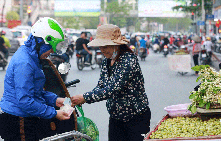 nong nan nhung ganh hoa buoi dau mua tren pho ha noi