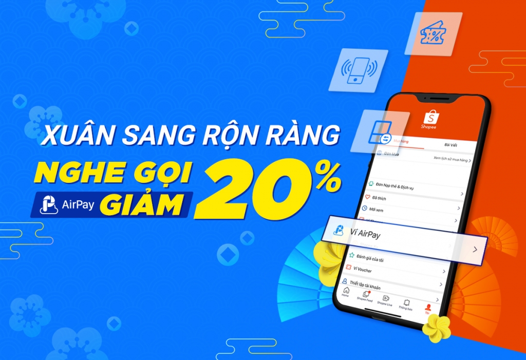 Nạp điện thoại thả ga, AirPay giảm giá 20%