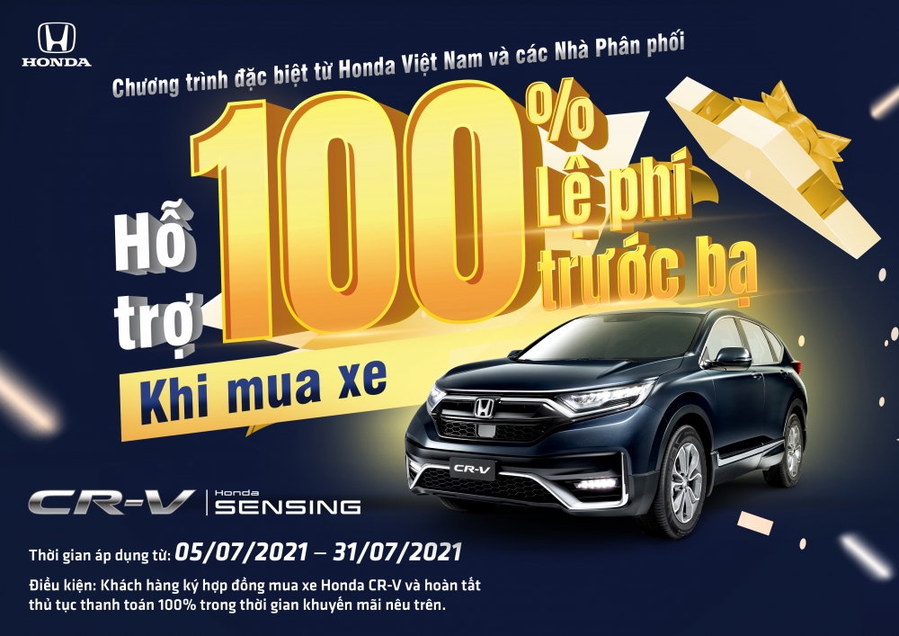 Khách mua Honda CR-V  được hỗ trợ 100% phí trước bạ