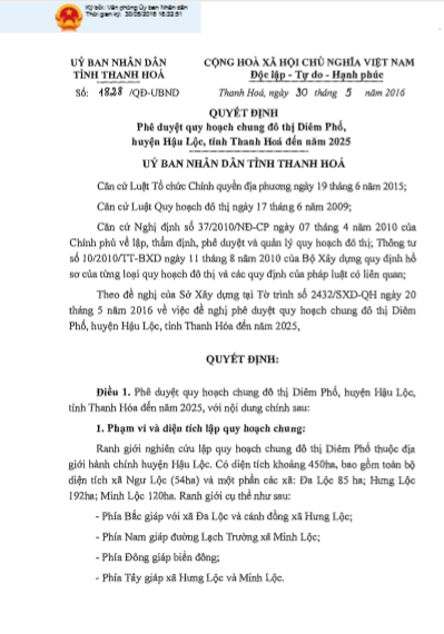 Thanh Hóa: Điều chỉnh quy hoạch đô thị ven biển Diêm Phố