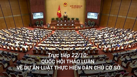 Trực tiếp 22/10: Quốc hội thảo luận về dự án Luật Thực hiện dân chủ ở cơ sở