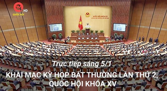 Trực tiếp sáng 5/1: Khai mạc Kỳ họp bất thường lần thứ 2, Quốc hội khóa XV