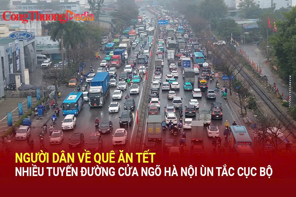 Người dân về quê ăn Tết, nhiều tuyến đường cửa ngõ Hà Nội ùn tắc cục bộ