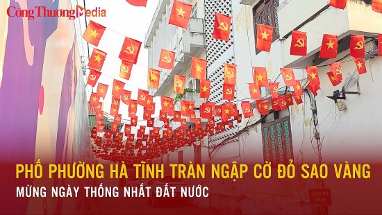 pho phuong ha tinh tran ngap co do sao vang mung ngay thong nhat dat nuoc