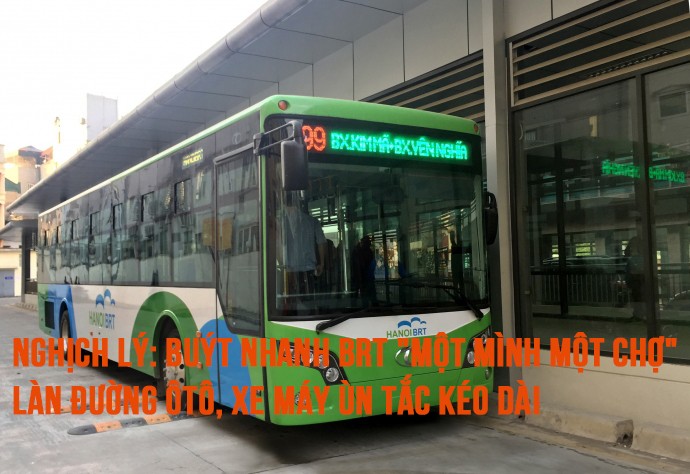 Nghịch lý: Buýt nhanh BRT "một mình một chợ"; làn đường ôtô, xe máy ùn tắc kéo dài